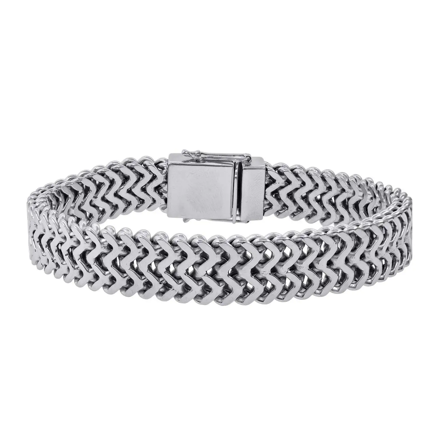 CloseoutWarehouse Rhodium Plated Sterling Silver Franco 230 Chain 2.3mm