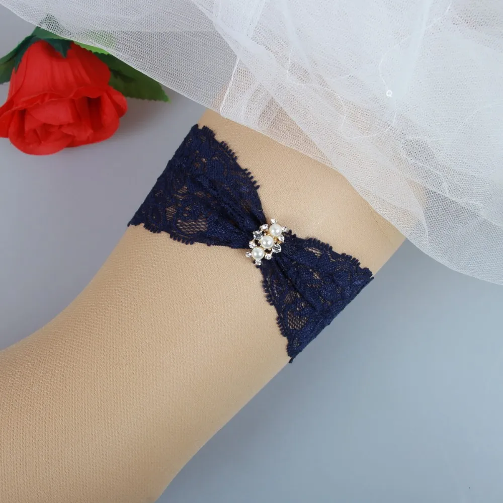 Factory Royal Blue Lace Leg Garter Belt For Wedding Bride Handmade With