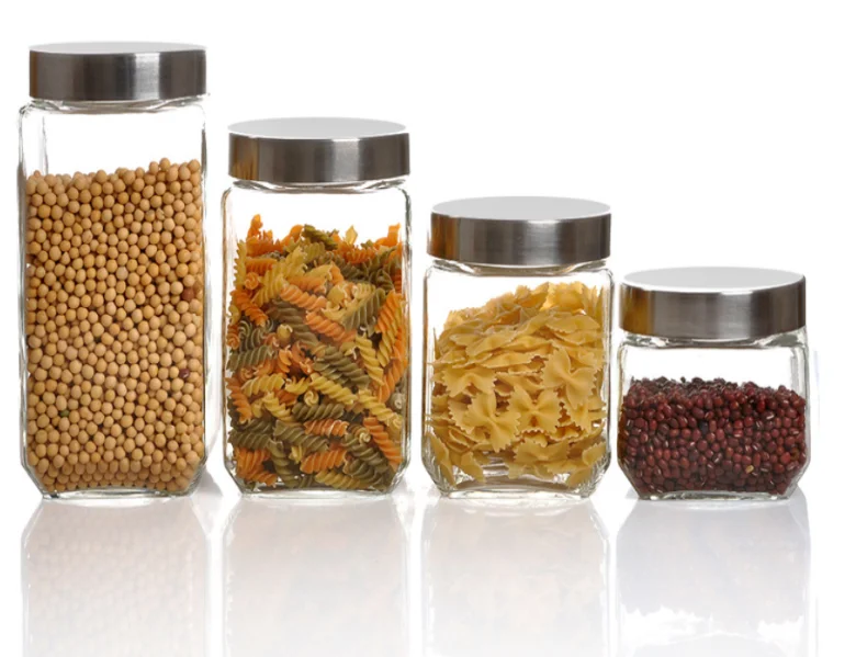 Flint glass 2500 ml storage tins with lids