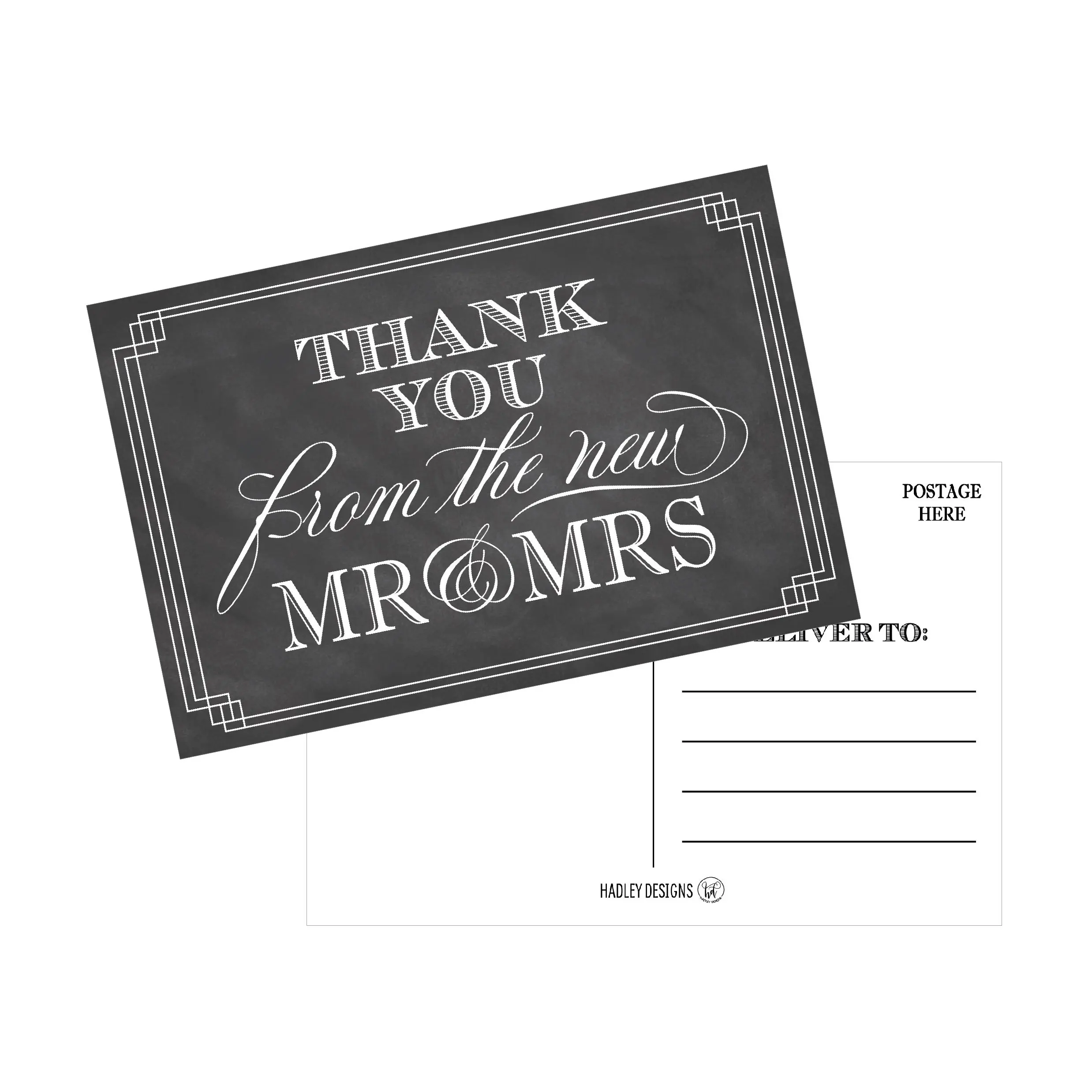 Set of 24 Premium Wedding Thank You Cards All Occasion Assorted Bridal Shower Shabby Chic Chalkboard Note Card Variety Pack with Envelopes Blank Inside Excellent Value by Digibuddha VTA0001B