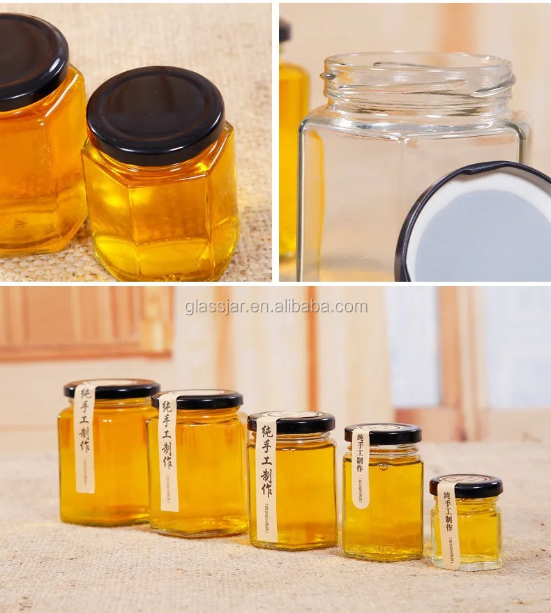 Wholesale 1kg Glass Honey Bottle/honey Packing Jar With Metal Golden