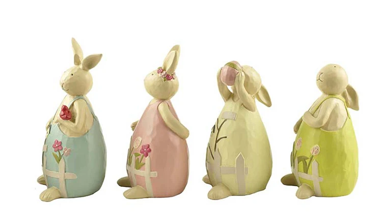 Easter Monday Gift Resin Rabbits with Colored Eggs