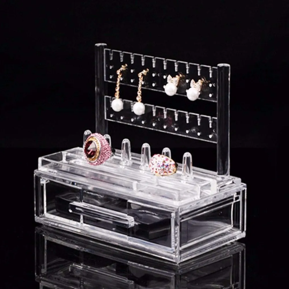 Modern Round Clear Acrylic 5 Tier 66 Holes Earring Holder Display Stand