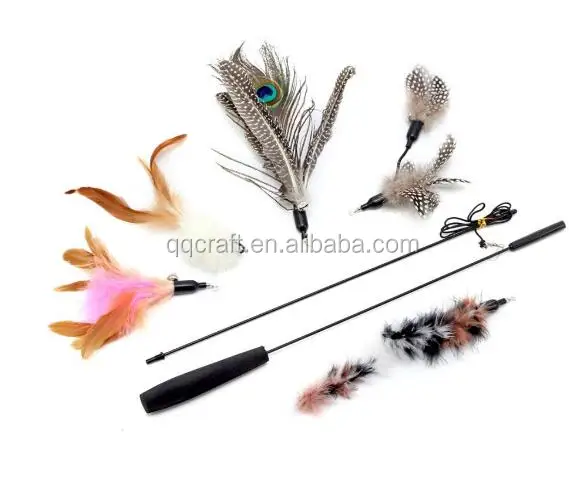Qqpet Télescopique Canne À Pêche Spin Plume Baguette Chat Qqpet Télescopique Canne À Pêche Spin Plume Baguette Chat