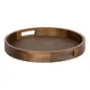 Wholesale Rustic Brown Large Round Walnut Wood Serving Food Tray with Handles