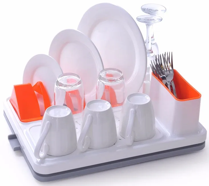 Large Size Plastic Dish Drying Rack With Tray Kitchen Holder Drying