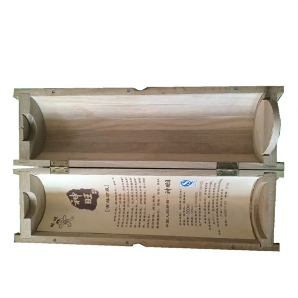 Custom Logo Paulownia Round Tube Wine Glass Bottle Gift Box with Rope Handle HY16028-1
