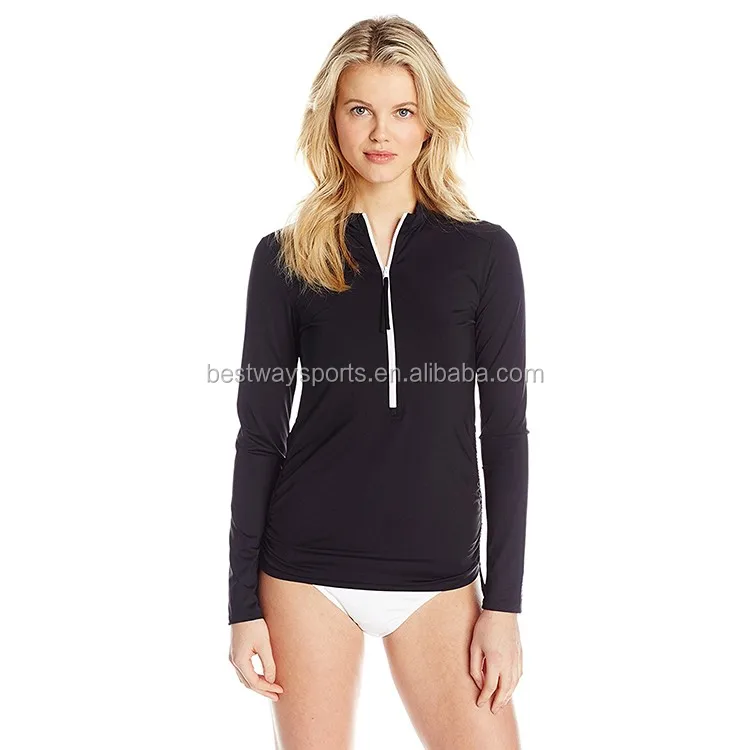 Lady Sexy Photo English Swim Rashguards Woman's Hooded Long Sleeve Rash