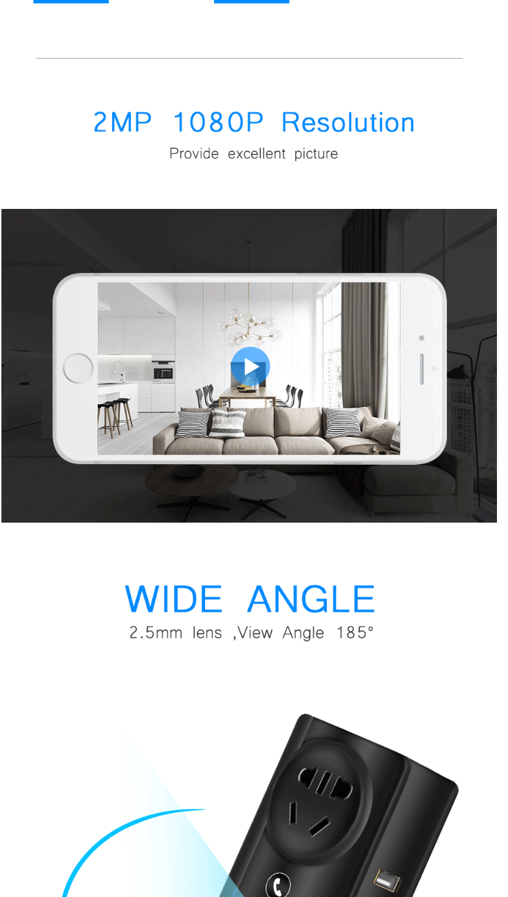 Wireless Wifi Socket Camera Cctv Security Cam Phone App Monitor With Ir