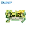 JST 4 PE Din Rail Earthing Spring Clamp Terminal Blocks Green Yellow