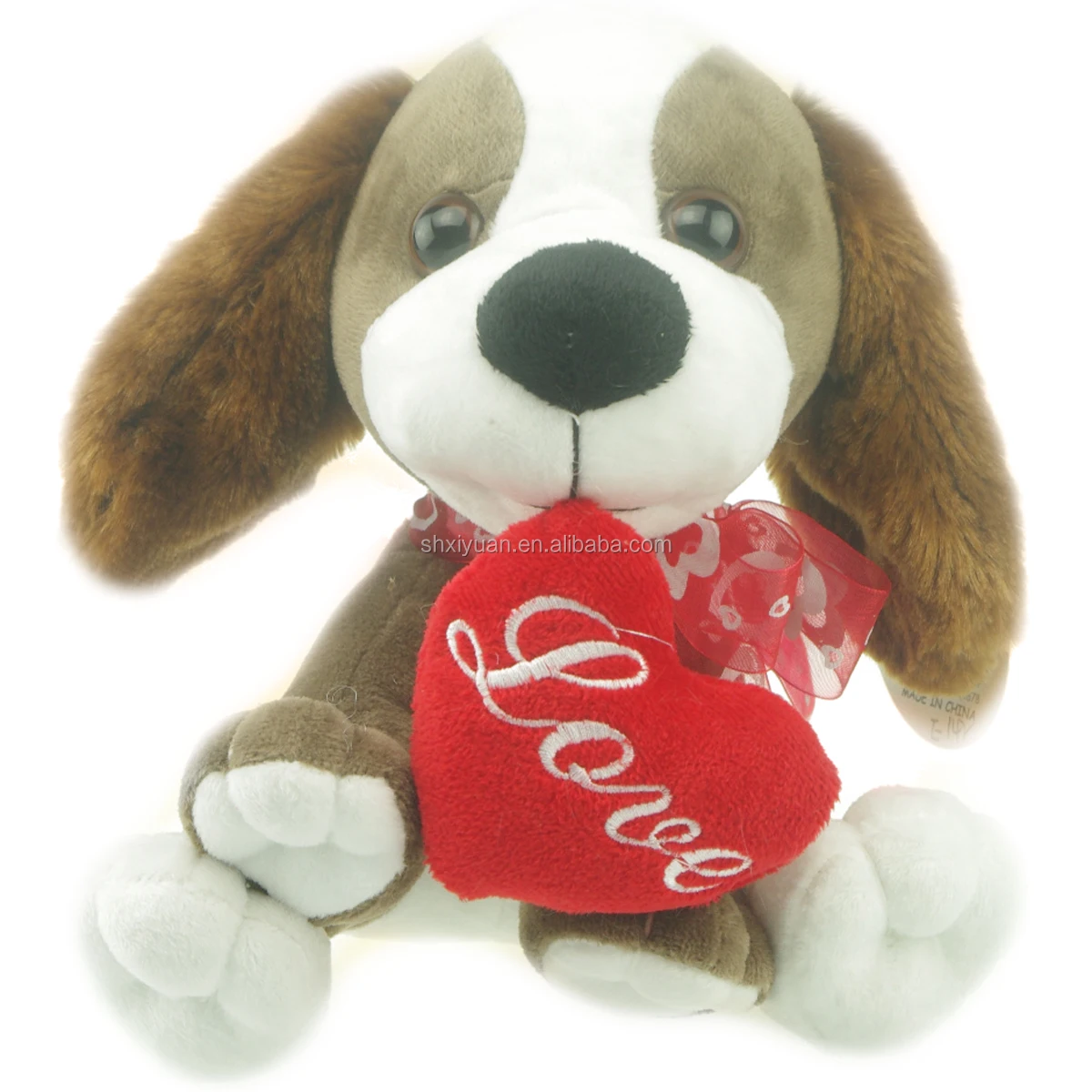 2020 Valentines Gifts Plush Dog Plush Stuffed Toy Red Heart Plush Dog ...