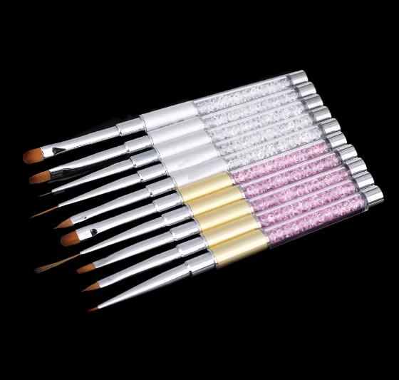 Bin Rhinestone Handle Nail Art Brush 100 Kolinsky Hair Acrylic Nail