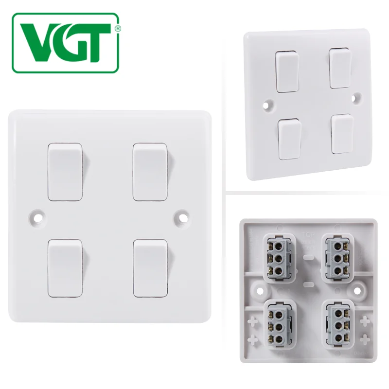 Bangladesh Customized Factory with best price of 4 gang 1 way light switches 220V-250V