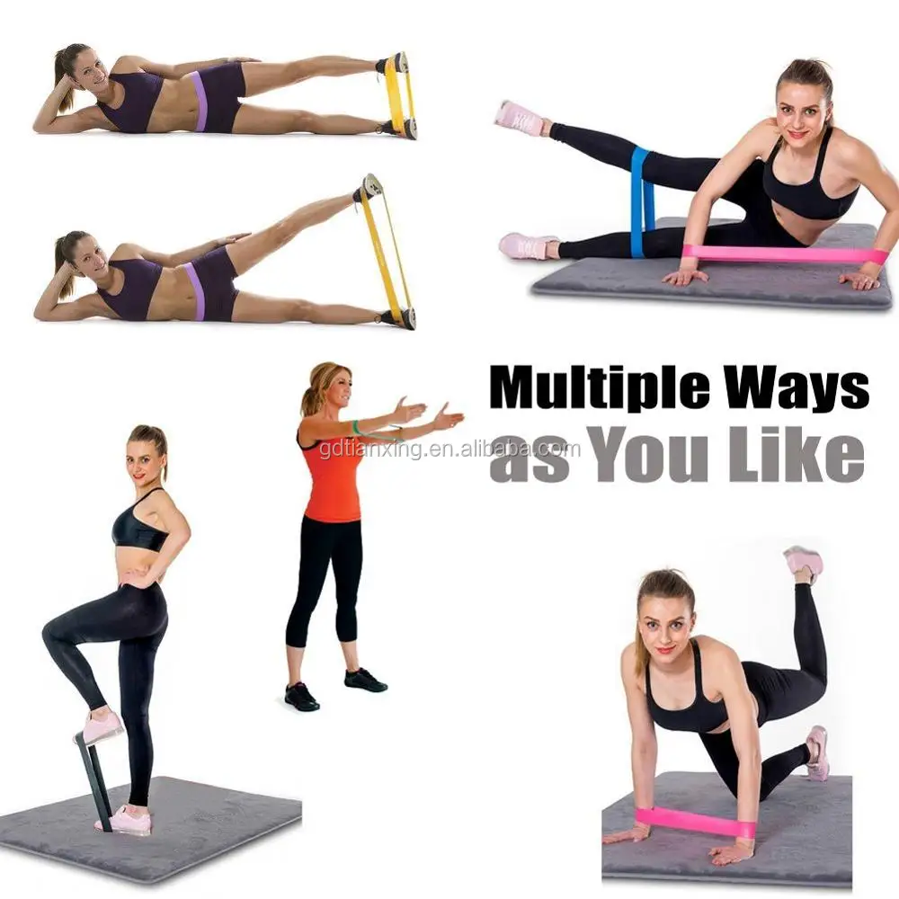 12 Inches Resistance Loop Exercise Workout Band Set For Stretching Home Fitness With Instruction