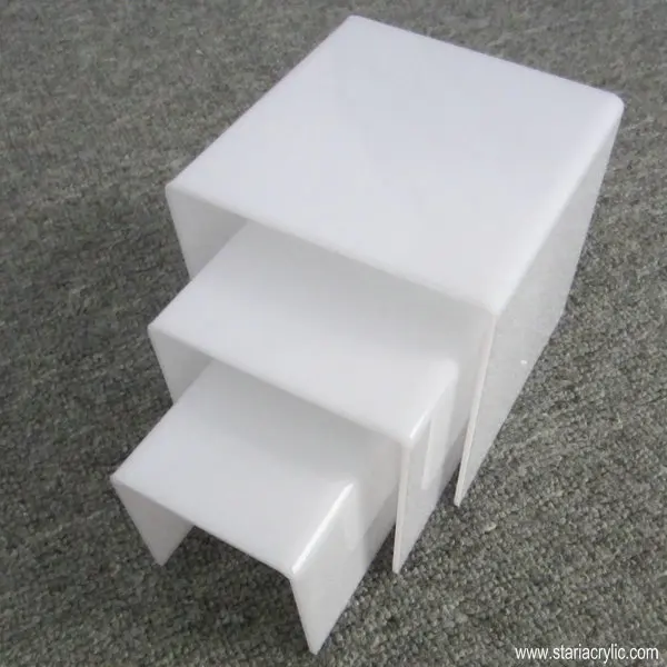 Factory Wholesale Acrylic Display Separate Risers 3pack White Color For Food,Store,Collectibles