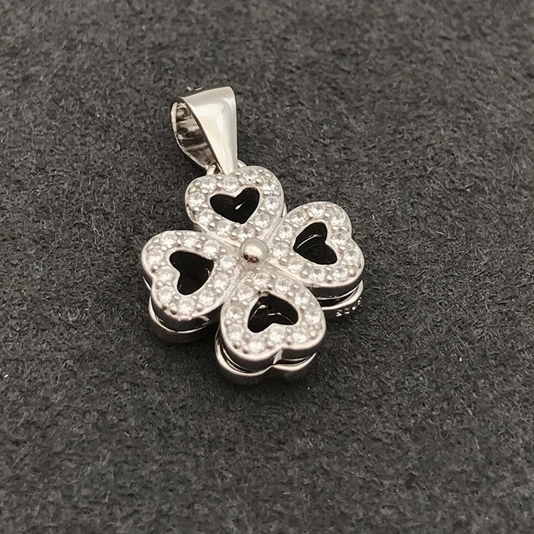 Custom Clover Gold Stainless Steel Necklace, Real Silver Four Leaf Clover Pendant Necklace Images