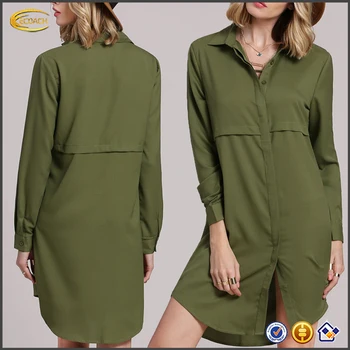 long sleeve army green dress