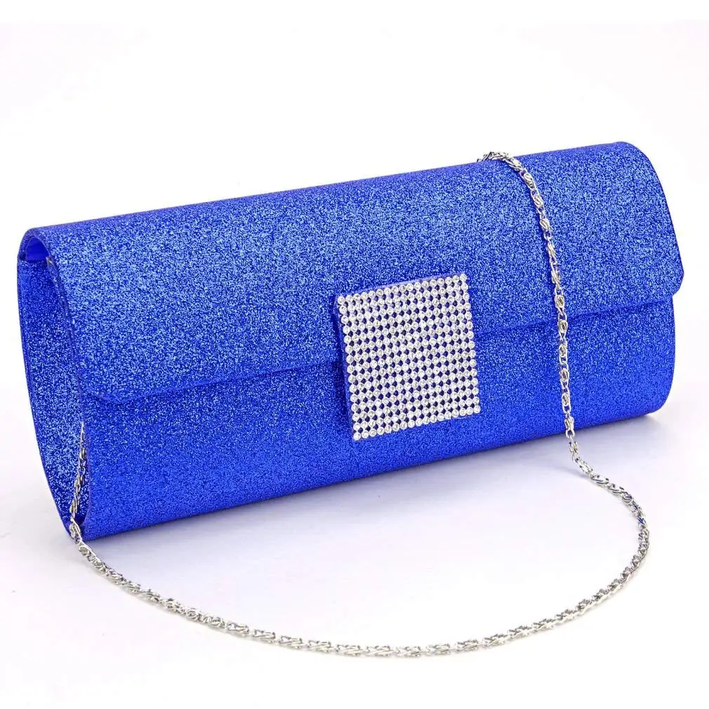 royal blue and silver clutch bag