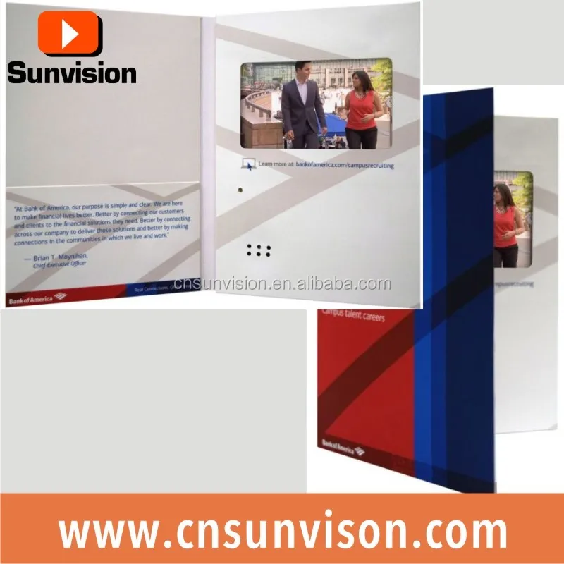 A5 Paper Size soft cover 5 inch screen LCD video brochure with Pocket 1 for Bank Of America 6