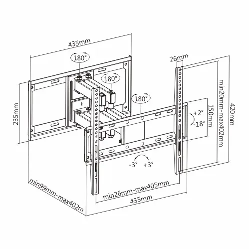 Free-tilting Design Super Solid Large Full-motion Articulating Tv Wall ...