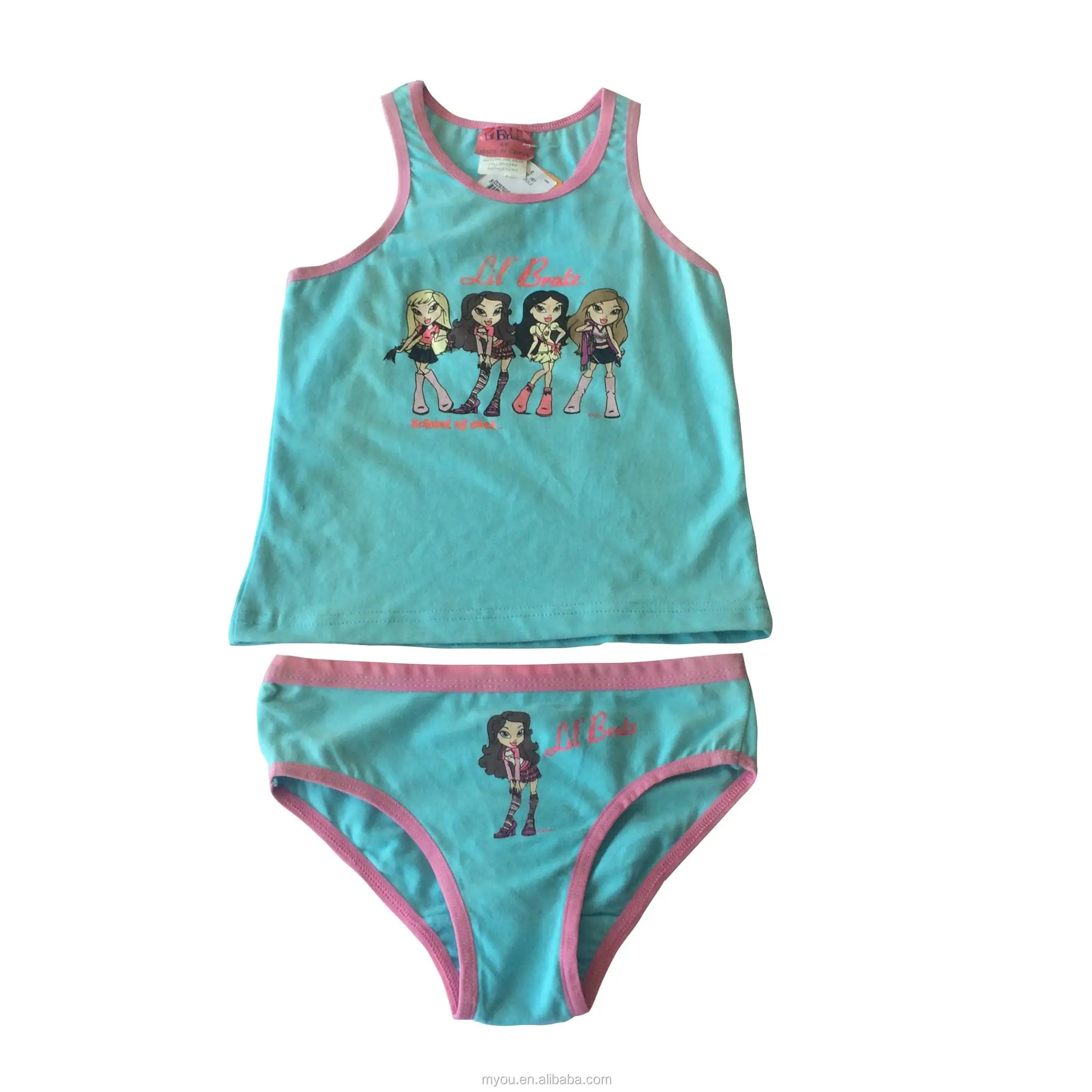 Little girls vest underwear set pure cotton top girl underwear, View