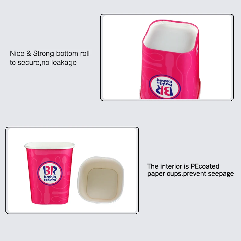 Square Paper Cup - Custom Design for Ice Cream & Coffee