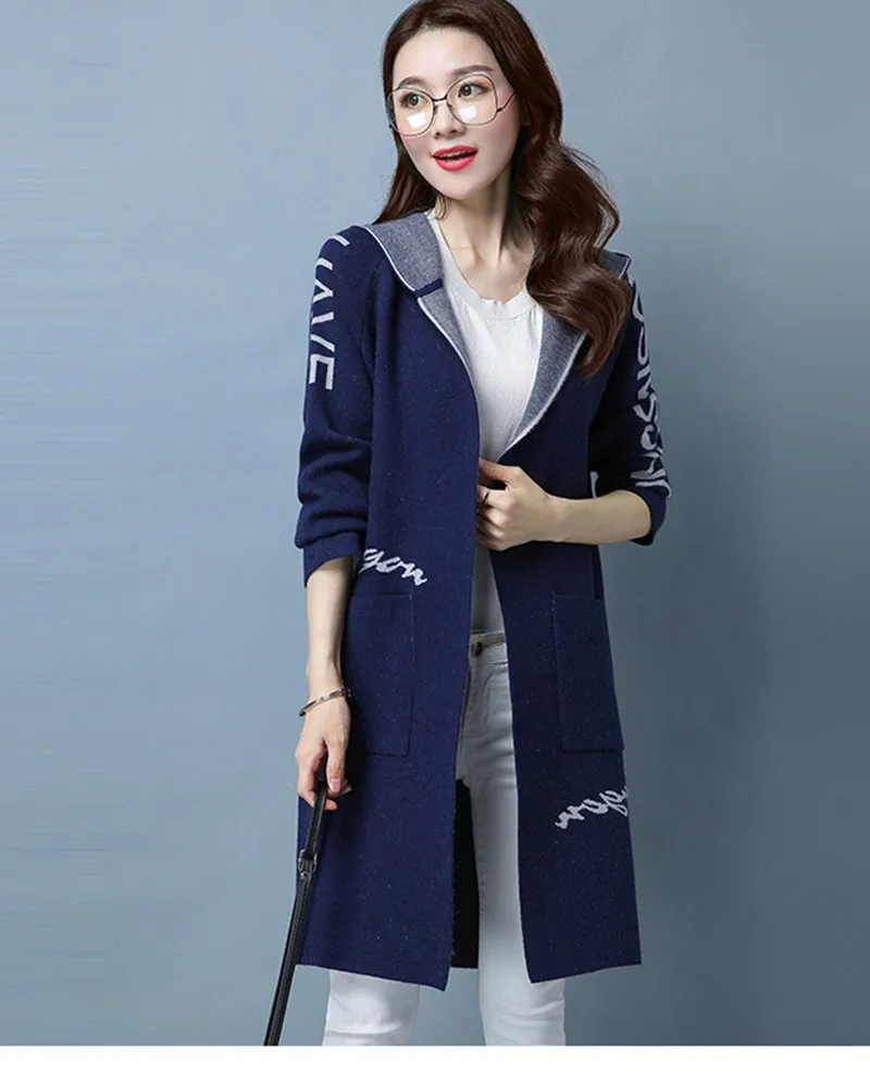 autumn and winter new long women knit sweater ca