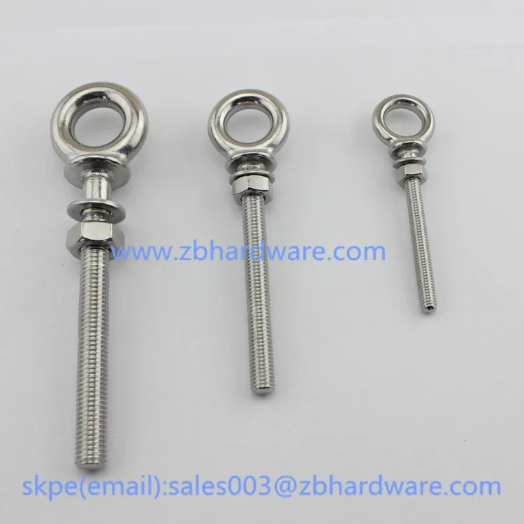 Stainless Steel 316 Long Eye Bolts With Washer And Nuts Eye Bolt