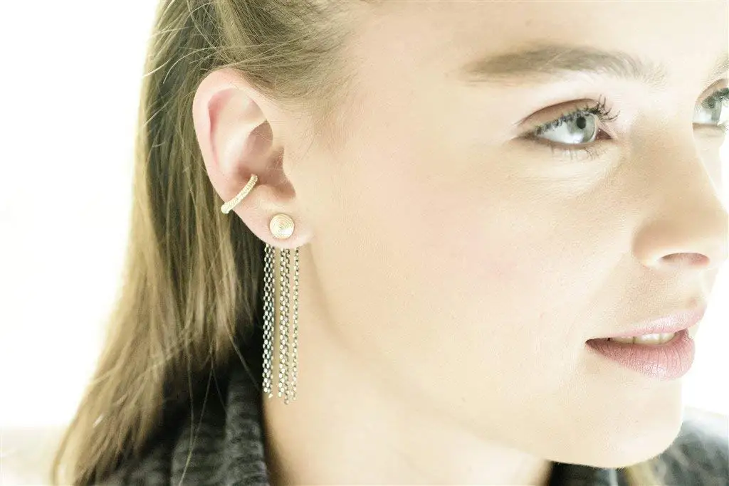 Fake Helix / Cartilage Piercing, Non Pierced Wrap Around Ear Conch Cuff, Ear Wrap No Piercing, Wire Wrapped, Made of Sterling Silver, Oxidized Silver or Gold / Black Plated Brass