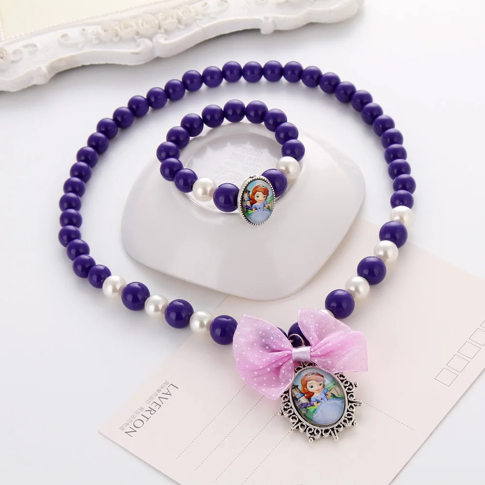 wholesale 24pcs Color beads girl princess queen Children's necklace bracelet set 