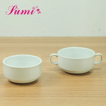 Hotel Restaurant Porcelain Microwave Soup Cup With Handle Porcelain Microwave Soup Cup