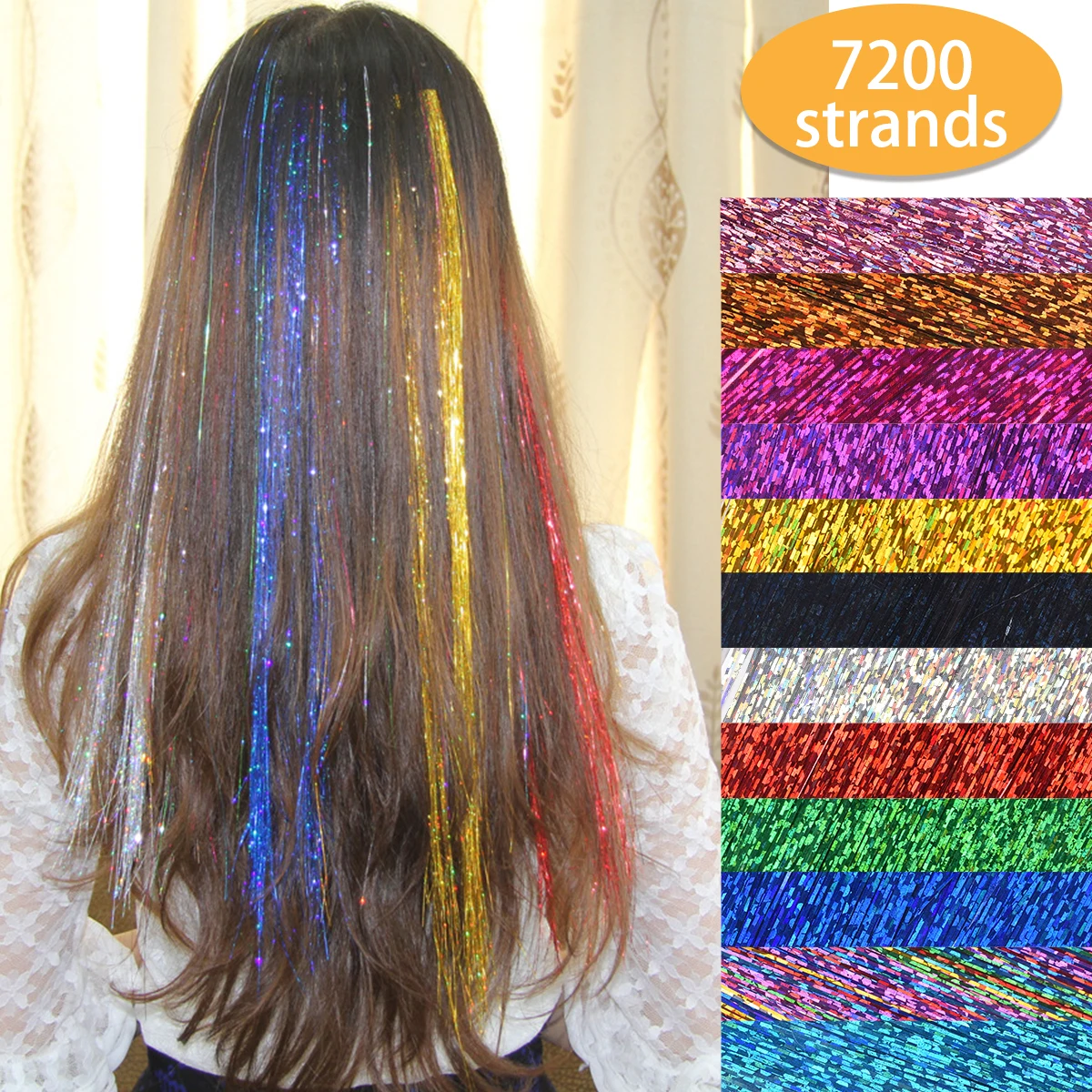 Alileader Fashion Sparkle Silk Tinsel Hair Extensions Glitter Dazzle Colorful For Girls View Tinsel Hair Alileader Product Details From Xuchang Le Yi De Import And Export Trade Co Ltd On Alibaba Com