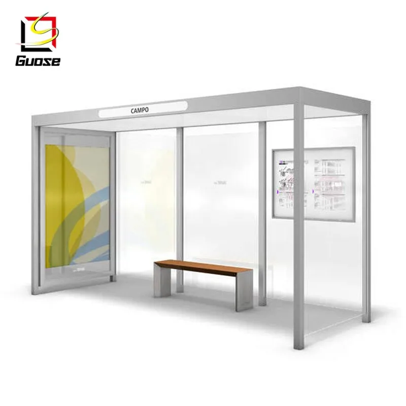 Advertising Screen Bus Shelter Custom Made Design Metal Solar Bus