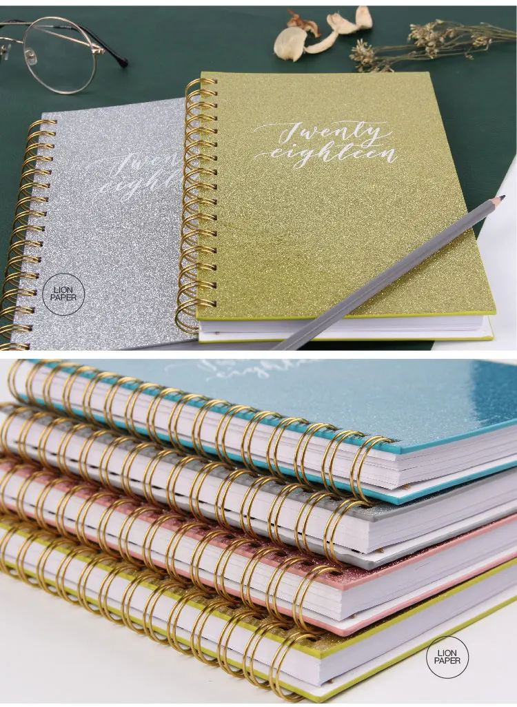 Hardcover Glitter Pu Silk Screen Twin Ring Journal Buy Hardcover