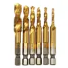 6pcs HSS6542 TiN coating combination thread tap and drill bit sets M3 M4 M5 M6 M8 M10 UNC UNF