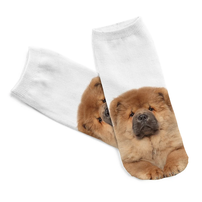 Free Shipping Hot Sale 3D Socks Chow Pattern White Color Cozy Socks Thin Comfortable Socks