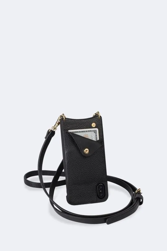 Cross Body Phone Case With Strap Compatibility Black Genuine Leather ...