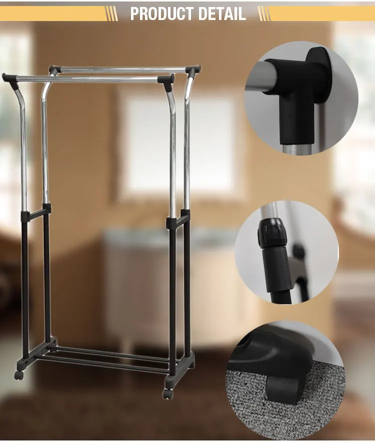 Home Decor Adjustable Stainless Steel Hanging Clothes Rack Clothes