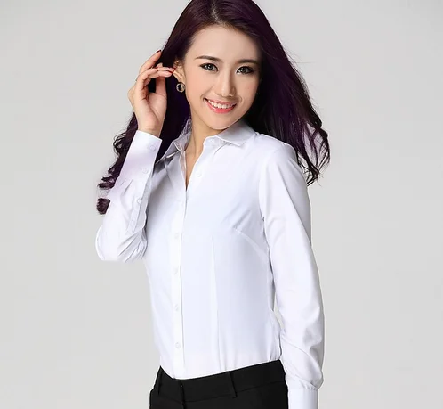 Long Sleeve Dffice Ladies White Shirt /ladies Office Shirt/ladies ...