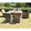 Outdoor Rectangular Seagrass Coffee Table Set Table Setting Chinese Classic Rattan Dining Table Set