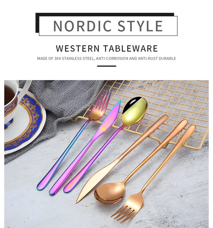 Excellent Houseware Silver Cutlery 304 Stainless Steel Korea Fork Spoon Portable Cutlery Set