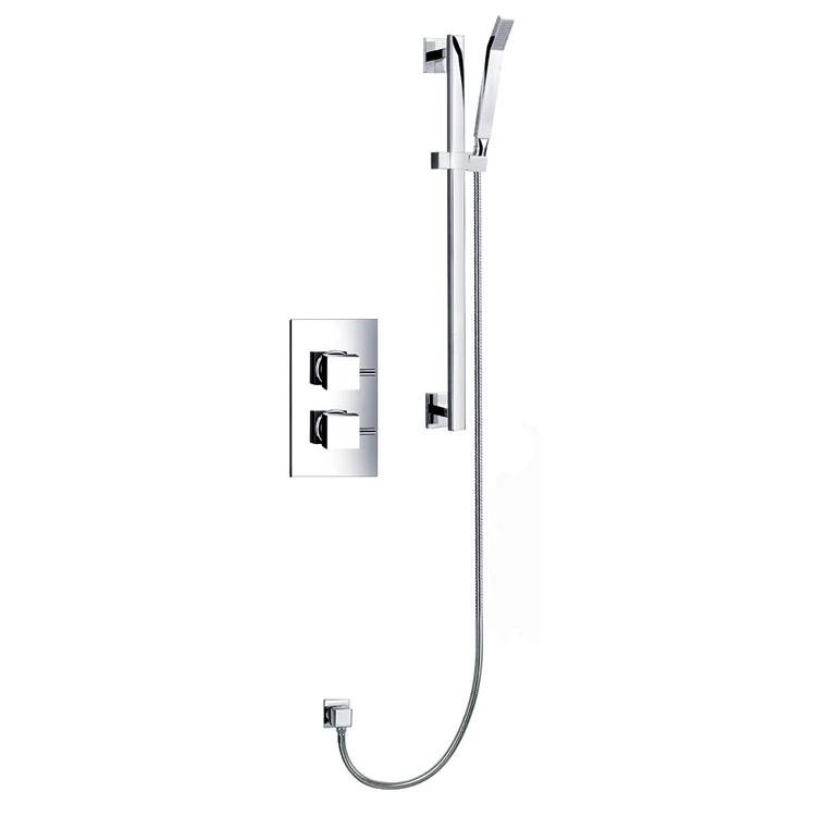 Bathroom brass shower mixer with thermostatic dual concealed valve, slide rail kit