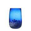 Hand Blown Antique Decorations Blue Coloured Glass Vase With Round Bottom