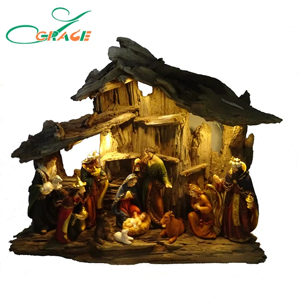 Christmas Item Large Polyresin Religious Crib With Led Light Buy