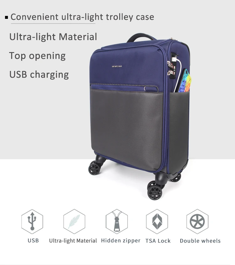 Top Open Cabin Luggage,Best Selling Smart Luggage Carry On Soft Luggage