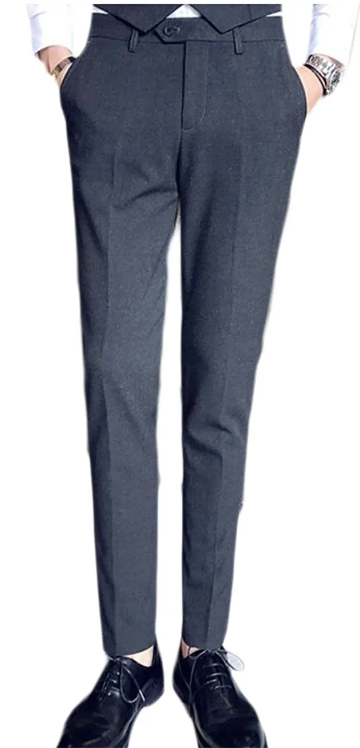 WSPLYSPJY Mens Stripe Tailored-Fit Plain-Front Suit-Separate Pant