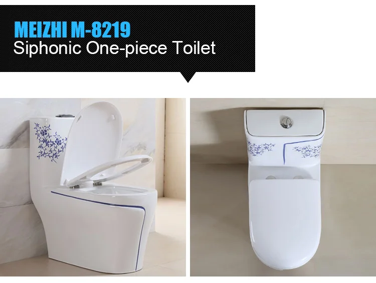 S Trap siphon one piece double flush toilet with toilet seat cover
