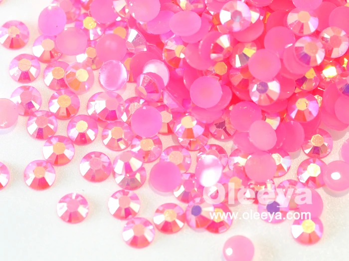 Factory Price Over 50 Colors 6mm Siam AB Jelly Flatback Resin Non Hotfix Rhinestone for Nail Art Decoration