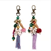 Fashion Handbag Multicolor hair ball gemstone tassels key chain shell bell bag pendant Keyring jewelry crafts keychain