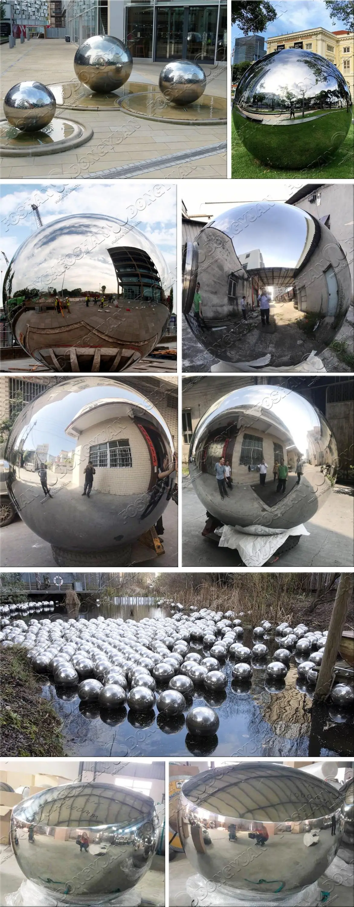 39" 40" Chrome Finish Stainless Steel Fountain Ball